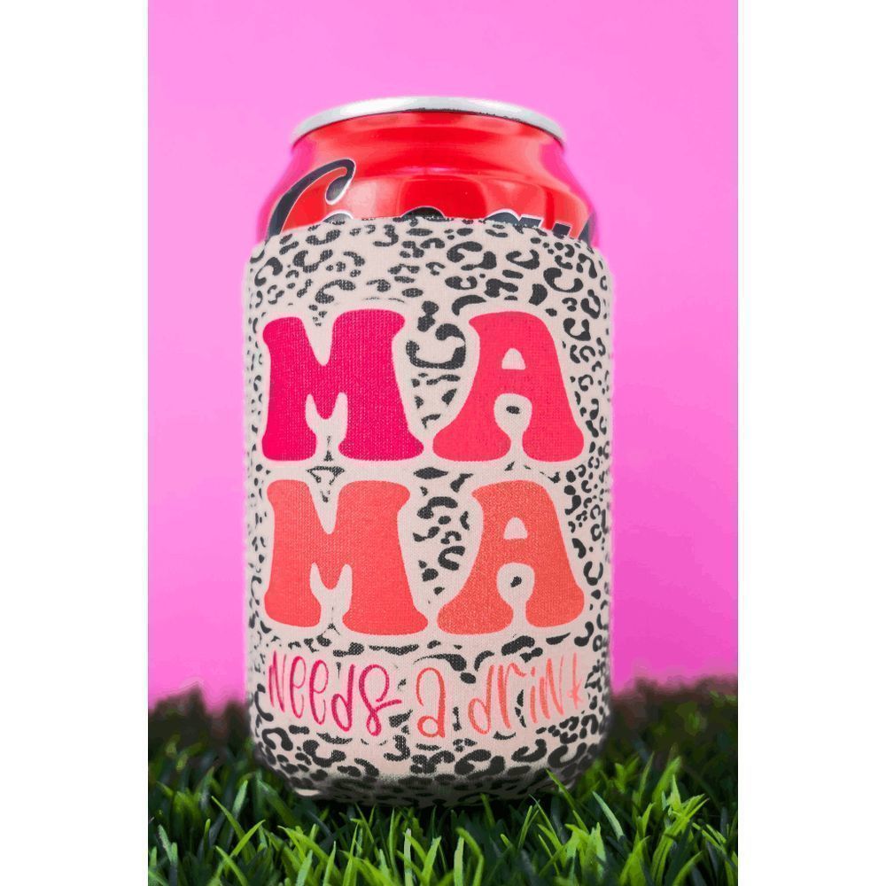 Mama Needs a Drink Leopard Drink Sleeve Koozie